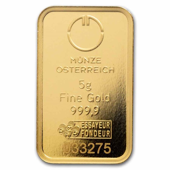 5 gram Gold Bar - Austrian Mint Design (New In Assay)