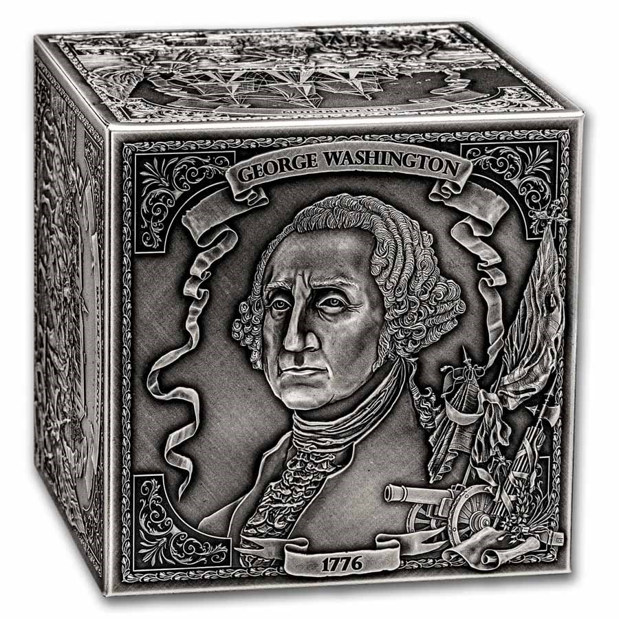 2026 Barbados 6 oz Silver George Washington Cube Shaped (Dmg Box)