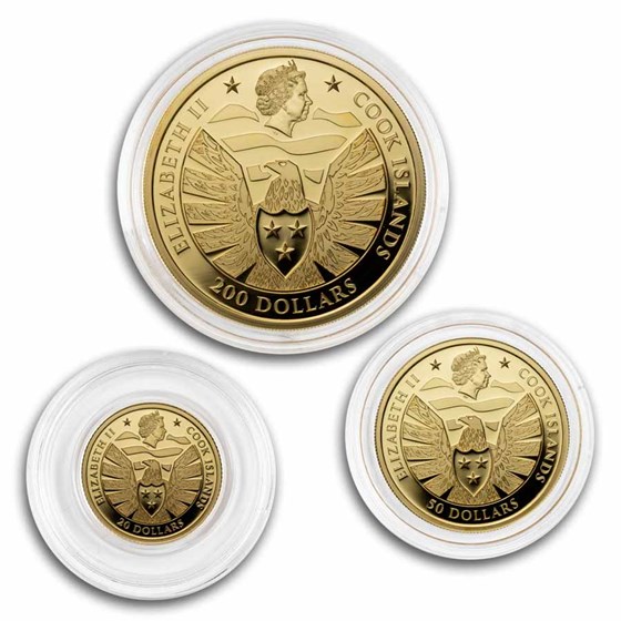 2021 Cook Islands 3-Piece Gold Legacy Eagle Proof Set -Coins Only
