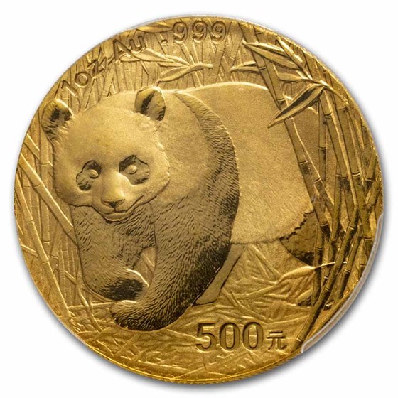2002 China 1 oz Gold Panda MS-69 PCGS (High Letters)