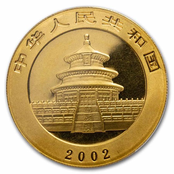 2002 China 1 oz Gold Panda MS-69 PCGS (High Letters)