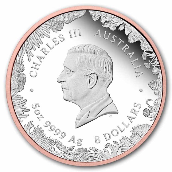 2026 AUS 5 oz Silver Gilded Wonders of Australia Double Gilded PF