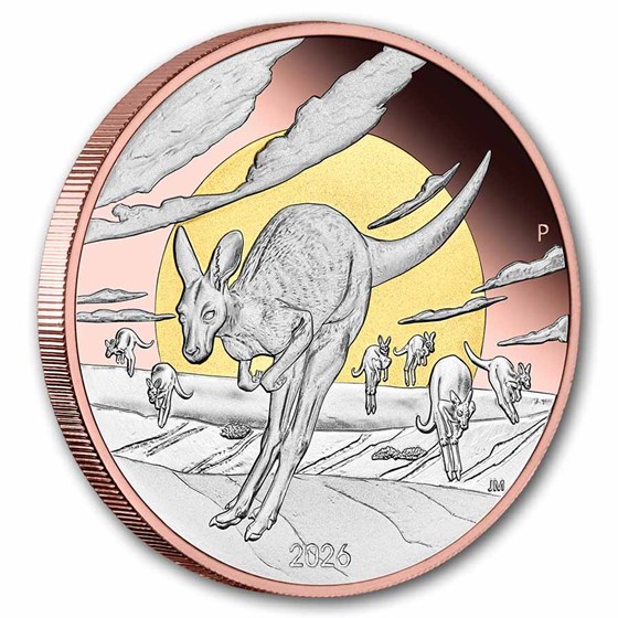 2026 AUS 5 oz Silver Gilded Wonders of Australia Double Gilded PF