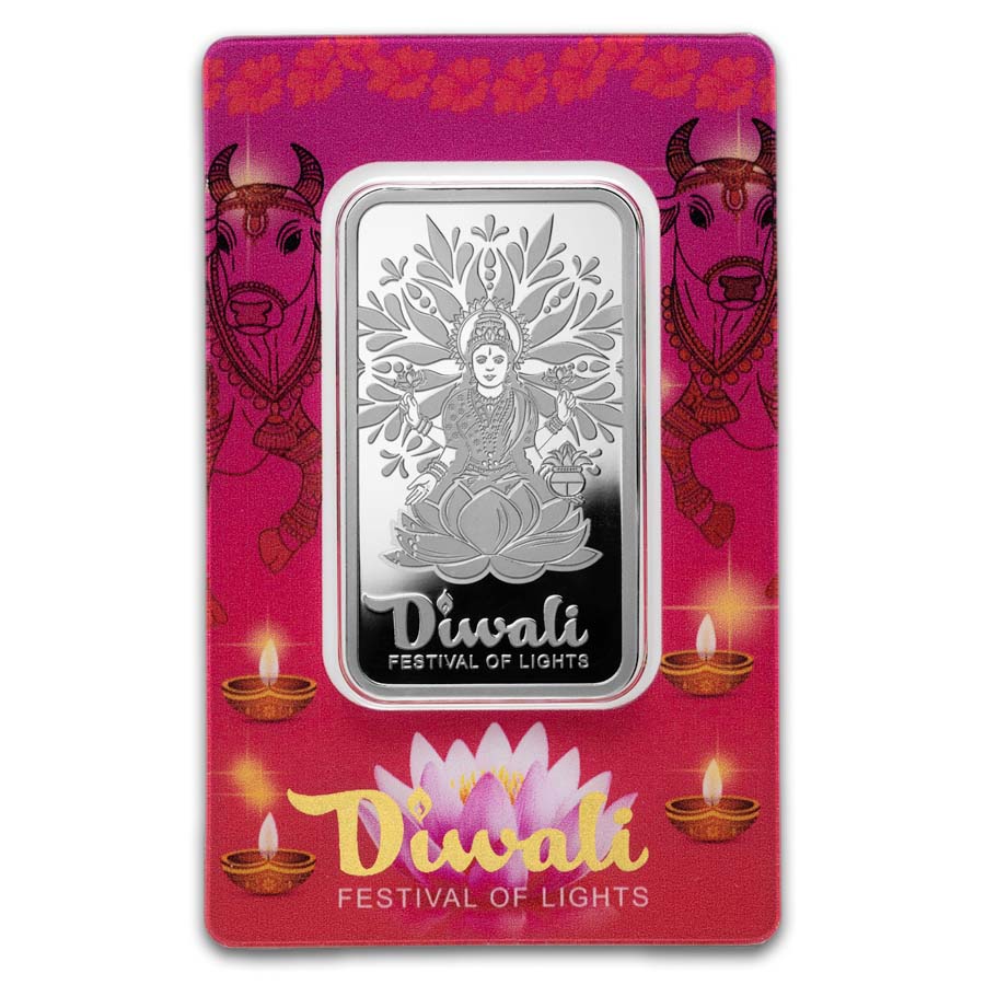 1 oz Silver Bar - PAMP Suisse Diwali & Sacred Cow (In Assay)