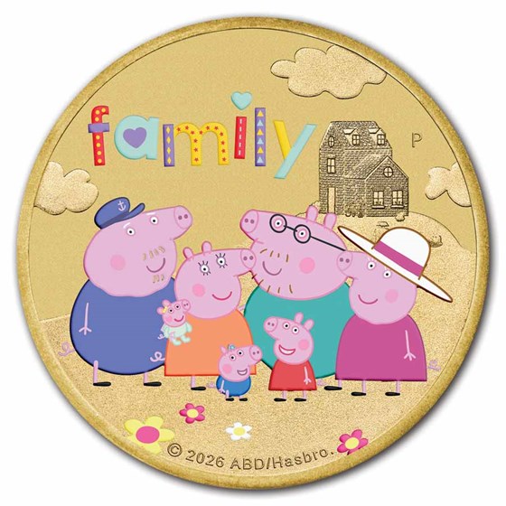 2026 Tuvalu Peppa Pig Colorized Family Collector Coin