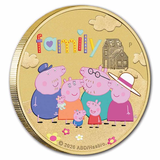 2026 Tuvalu Peppa Pig Colorized Family Collector Coin