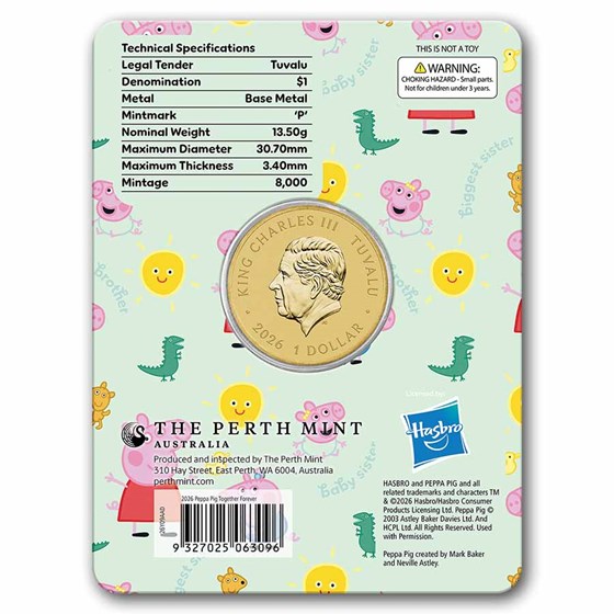2026 TUV Peppa Pig Colorized Together Forever Collector Coin