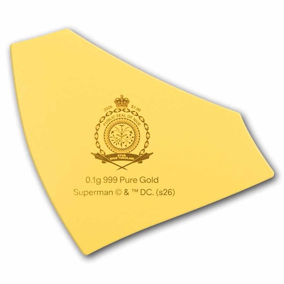 2026 Niue 1/10 gram Gold $1 Shaped Superman Logo