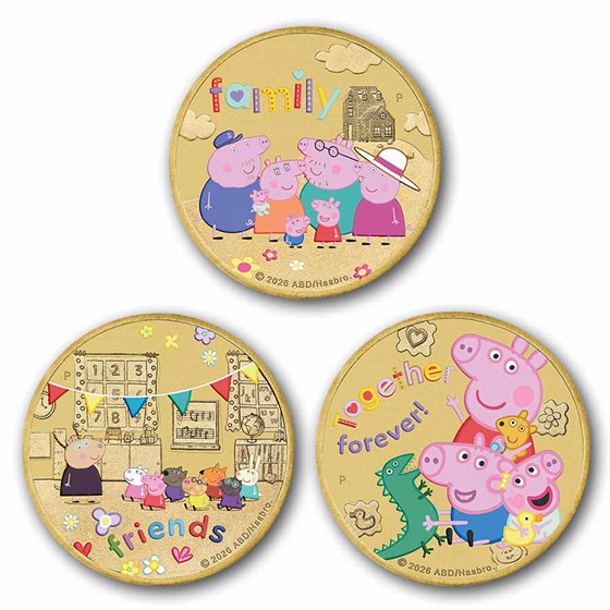 2026 TUV Peppa Pig Colorized Collector 3-Coin Set (Box)