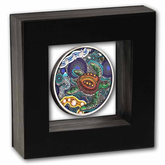 2026 Australia 2 oz Silver Colorized Turtle Utingat (Antiqued)
