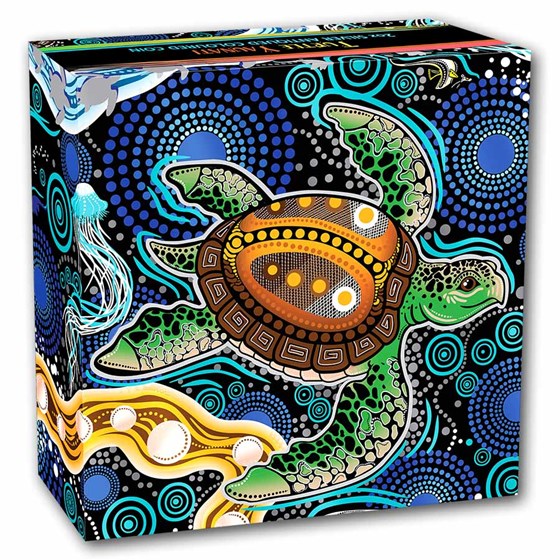 2026 Australia 2 oz Silver Colorized Turtle Utingat (Antiqued)