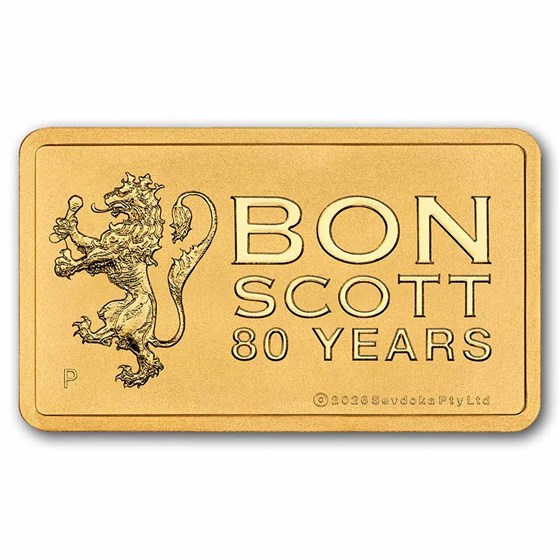 1 gram Gold 80th Anniversary Bon Scott Bar (In Assay)