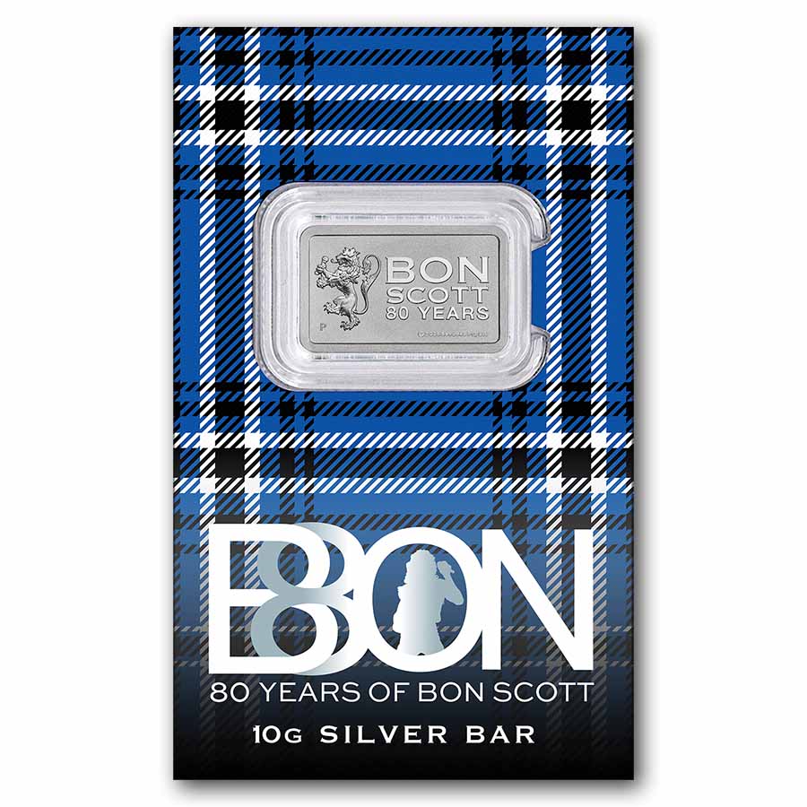 10 gram Silver AC/DC Bon Scott 80th Anniversary Bar (In Assay)