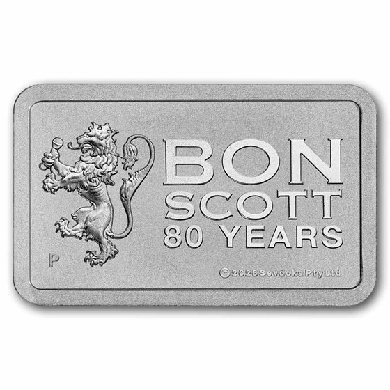10 gram Silver AC/DC Bon Scott 80th Anniversary Bar (In Assay)