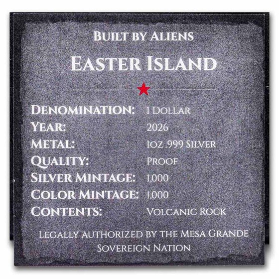 2026 Mesa Grande 1 oz Ag Built by Aliens: Easter Island Proof