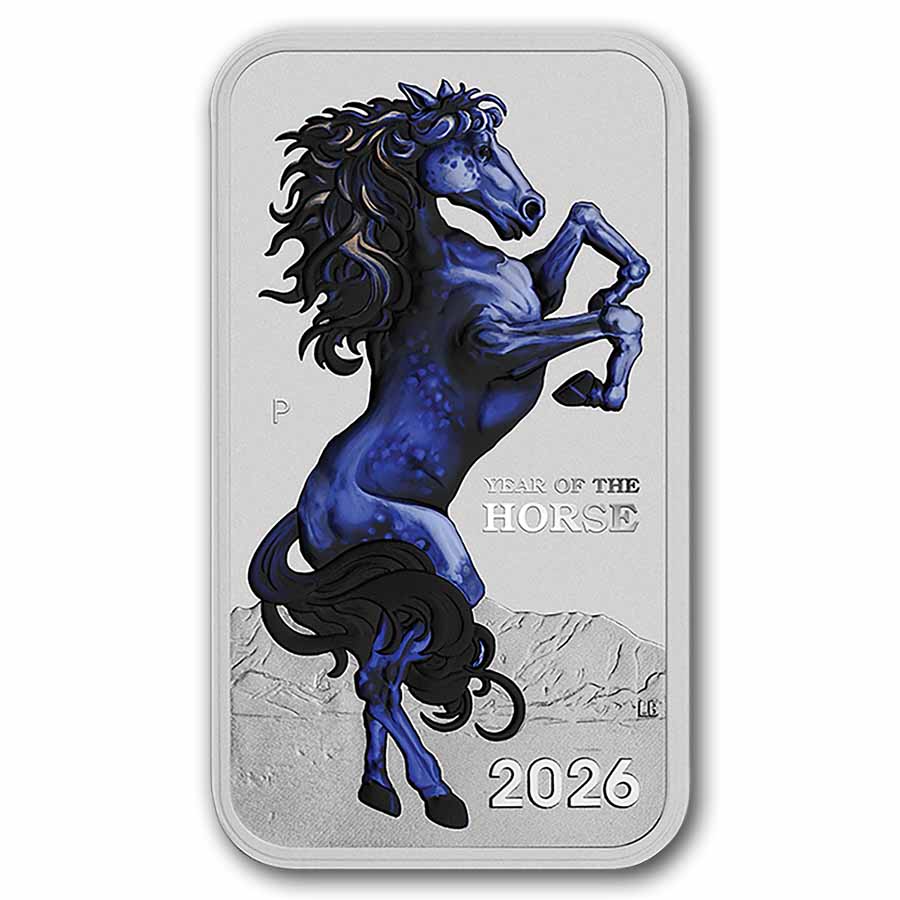 2026 AUS 1 oz Silver Colorized Rectangular Lunar Horse (In Assay)