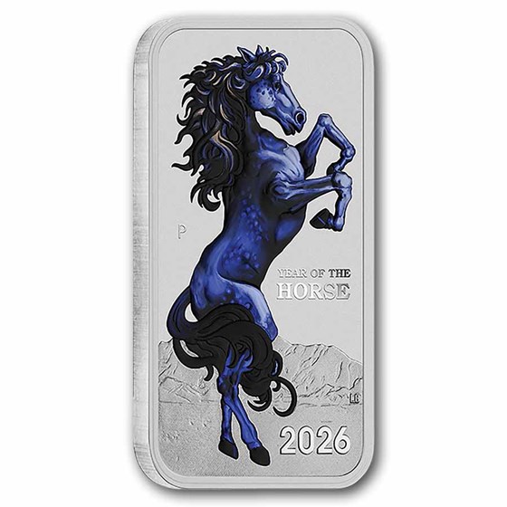 2026 AUS 1 oz Silver Colorized Rectangular Lunar Horse (In Assay)