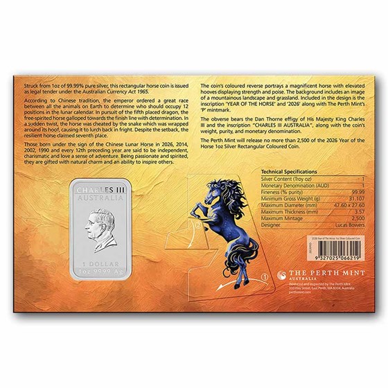2026 AUS 1 oz Silver Colorized Rectangular Lunar Horse (In Assay)