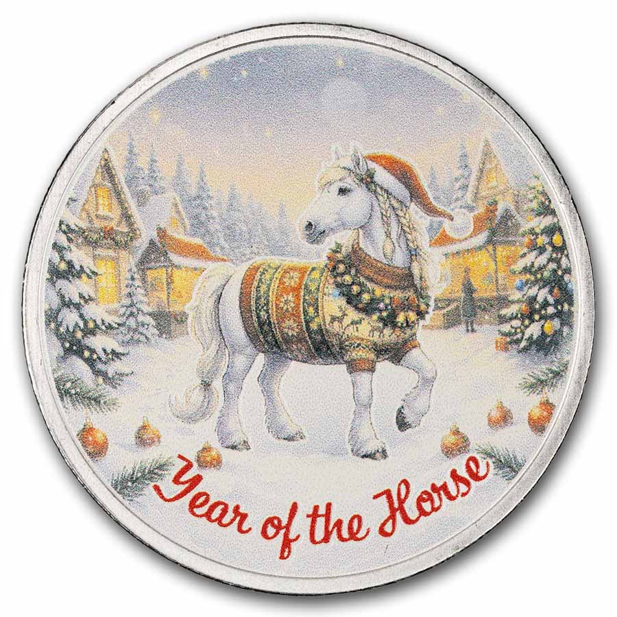 1 oz Silver Colorized Round - Christmas Year of the Horse