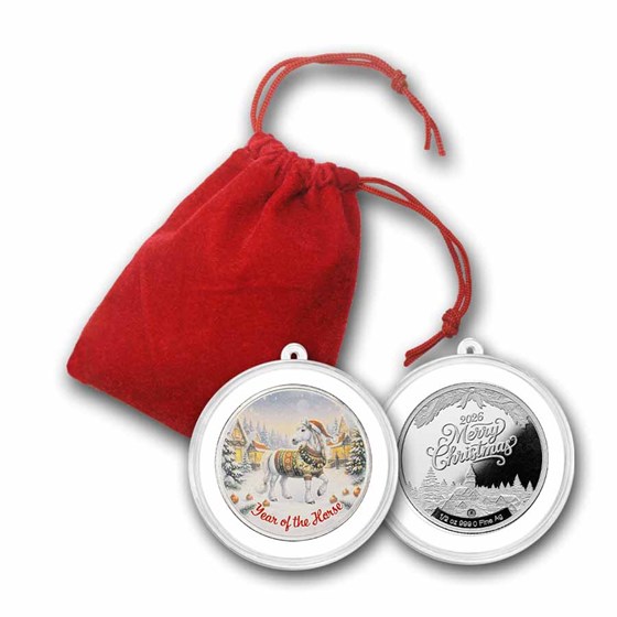 1 oz Silver Colorized Round - Christmas Year of the Horse
