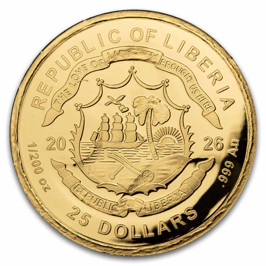 2026 Liberia $25 1/200 oz Gold George Washington Proof