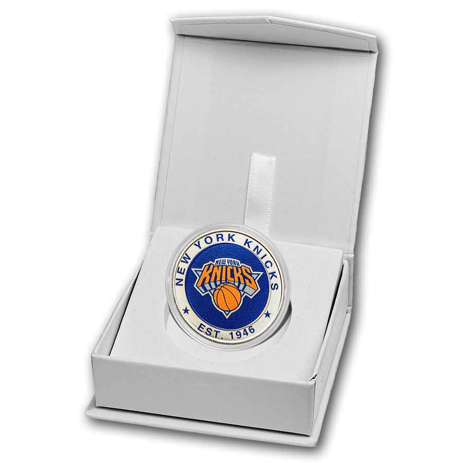 NBA New York Knicks 1 oz Silver Colorized Round (w/Box) NBA New York Knicks 1 oz Silver Colorized Round (w/Box)