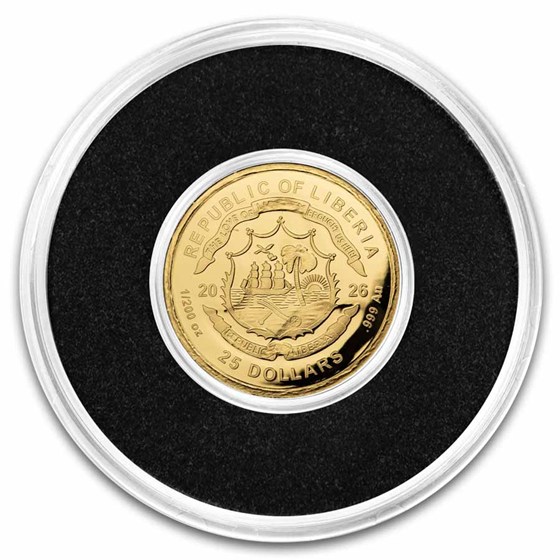 2026 Liberia $25 1/200 oz Gold Bald Eagle Proof