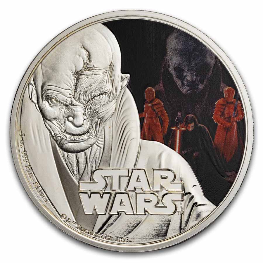 2017 Niue 1 oz Silver $2 Star Wars Snoke Colorized (Coin Only)