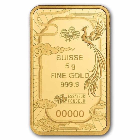 2026 5 gram Gold Bar - PAMP Good Luck Phoenix (In Assay w/Sleeve)