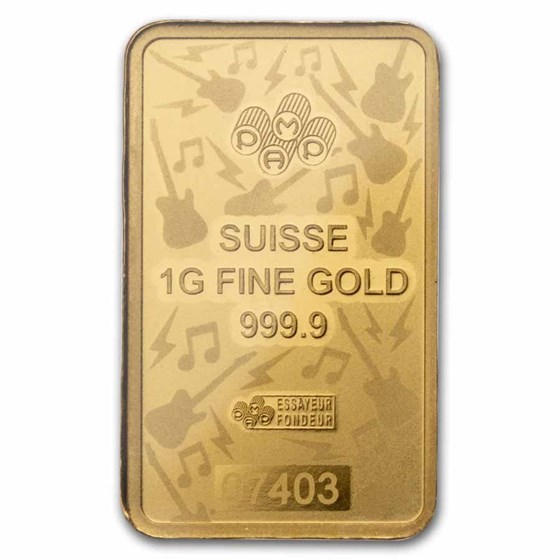 1 gram Gold Bar - PAMP Fender 80th Anniversary