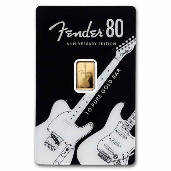 1 gram Gold Bar - PAMP Fender 80th Anniversary