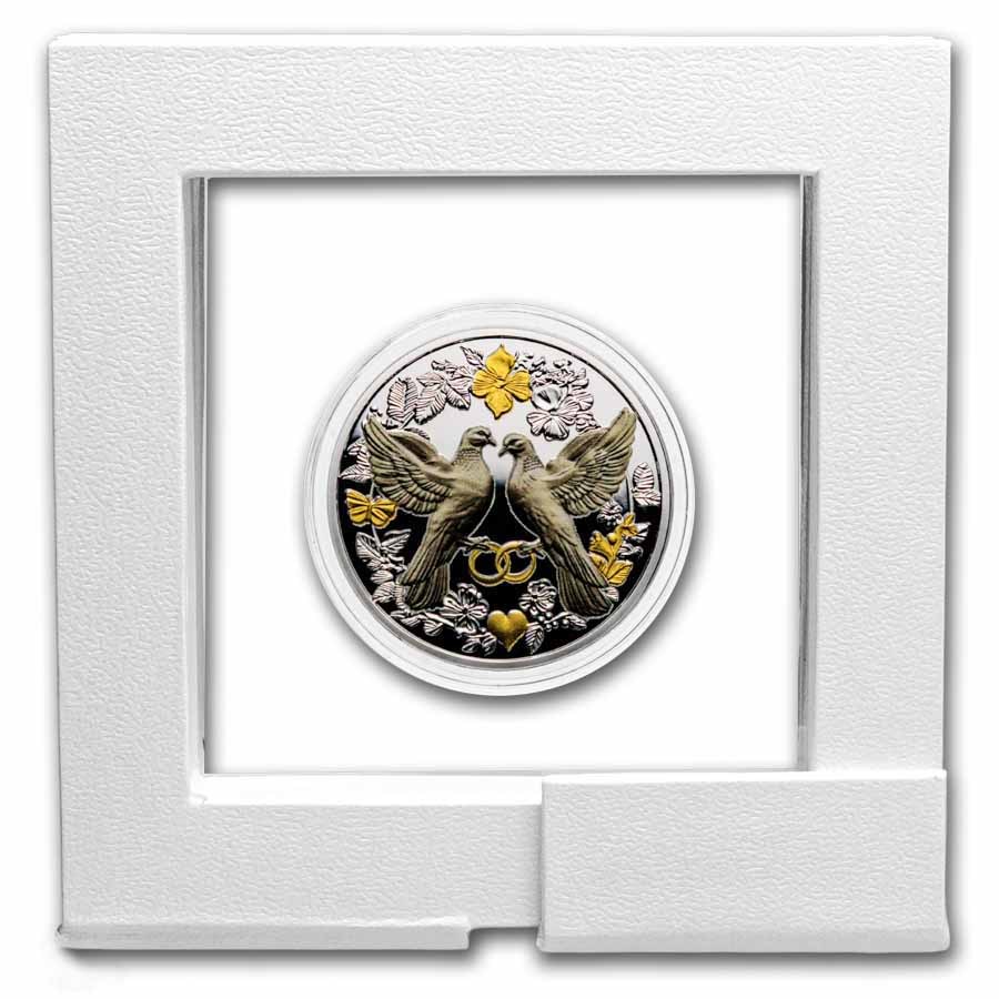 2026 Cameroon Silver Proof Wedding Doves Coin (With Box and COA)