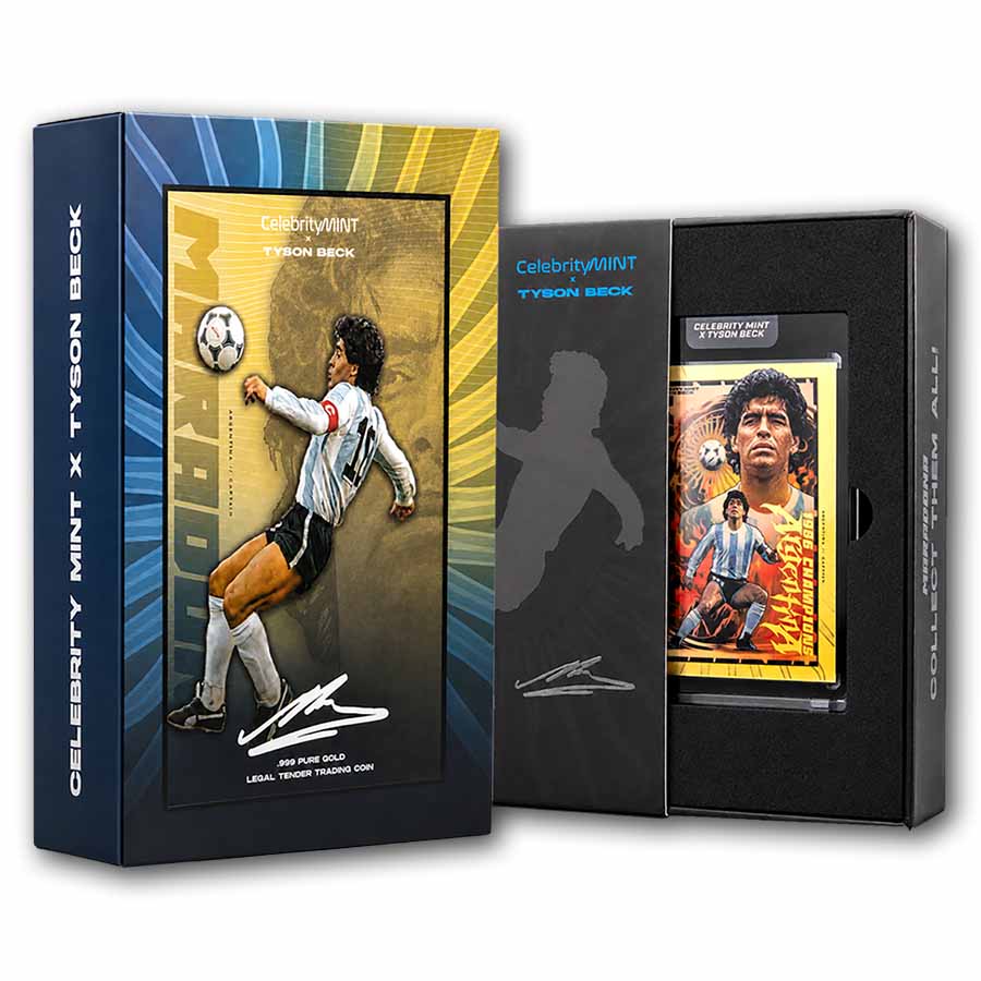 2026 Samoa $5 Maradona & Tyson Beck Trading Card Foil 2026 Samoa $5 Maradona & Tyson Beck Trading Card Foil