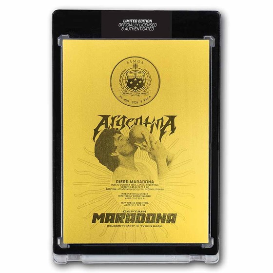 2026 Samoa $5 Maradona &amp; Tyson Beck Trading Card Foil