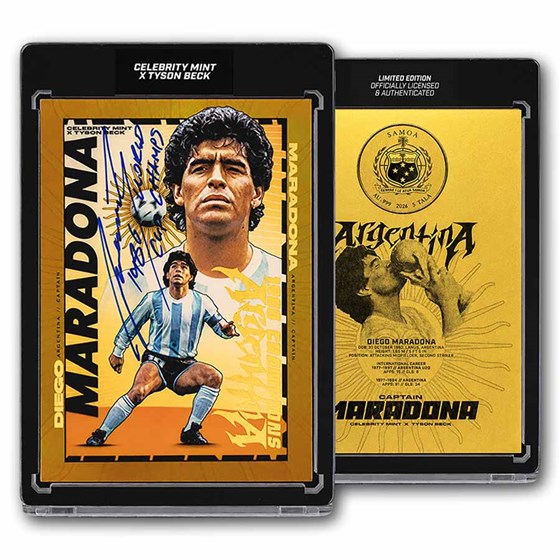 2026 Samoa $5 Maradona &amp; Tyson Beck Trading Card Foil