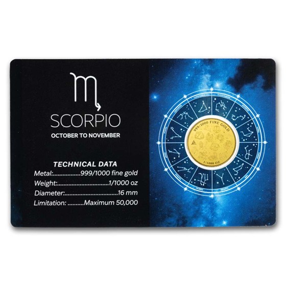 1/1000 oz Gold Round - Zodiacs - Scorpio (In Assay)