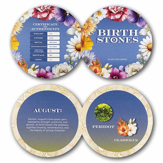 2026 Fiji 1 oz Silver Birthstones Series July & August 2-Coin Set