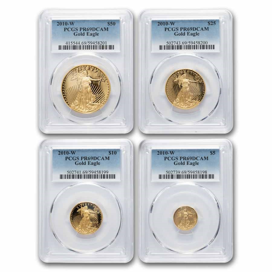 2010-W 4-Coin Proof American Gold Eagle Set PR-69 PCGS