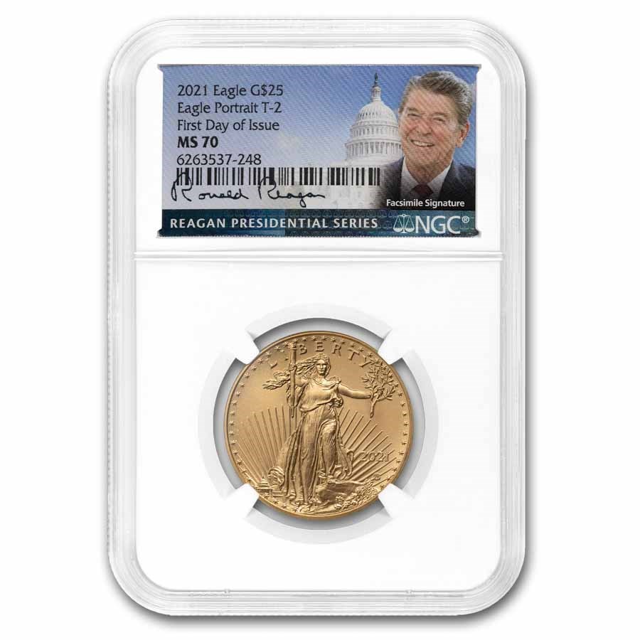 2021 1/2 oz American Gold Eagle (Type 2) MS-70 NGC (Reagan)