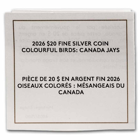 2026 Canada 1 oz Silver $20 Colorful Birds: Canada Jays