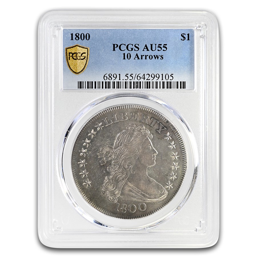 1800 Draped Bust Dollar AU-55 PCGS (10 Arrows)