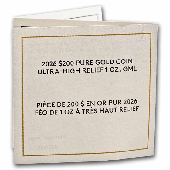 2026 Canada 1 oz Gold $200 Ultra High Relief Gold Maple Leaf