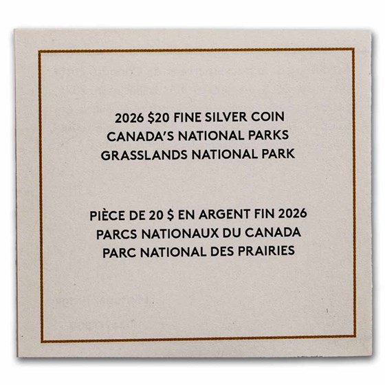 2026 RCM 1 oz Ag $20 Canada's Parks Grasslands National Parks