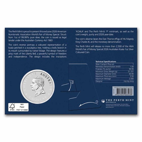 2026 AUS 1 oz Silver Koala ANA Expo Liberty Bell Privy (In Card)