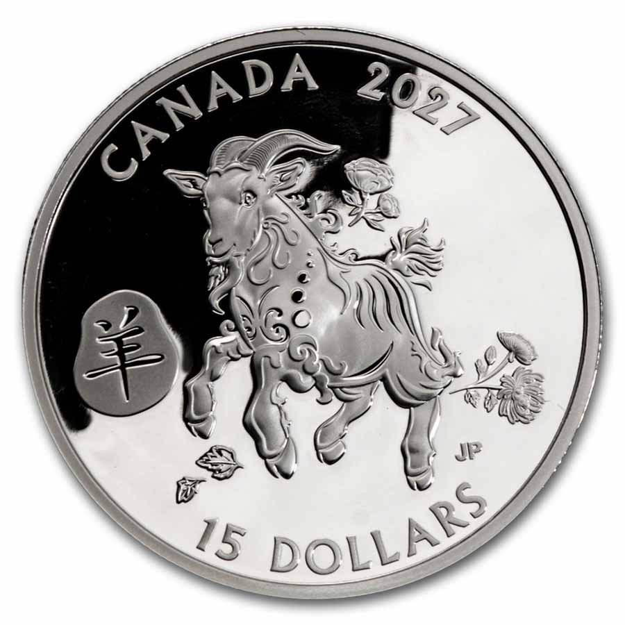 2027 Canada 1 oz Proof Silver $15 Lunar Year of the Goat