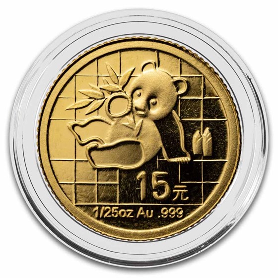 2007 China 1/25 oz Gold Panda Proof (25th Anniv, 1989)