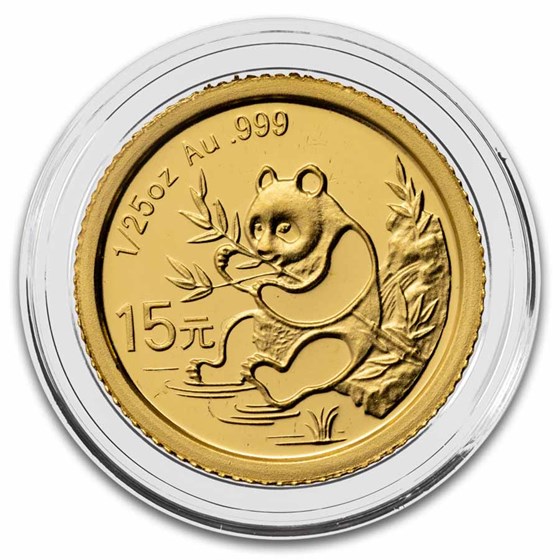 2007 China 1/25 oz Gold Panda Proof (25th Anniv, 1991)