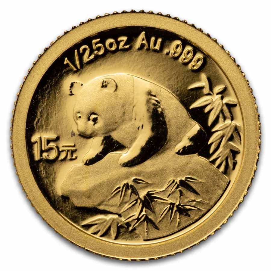 2007 China 1/25 oz Gold Panda Proof (25th Anniv, 1999)
