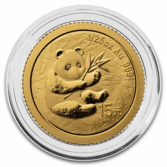 2007 China 1/25 oz Gold Panda Proof (25th Anniv, 2000)