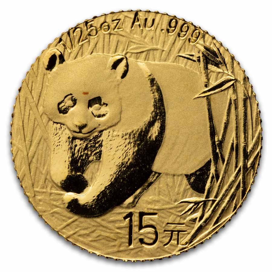 2007 China 1/25 oz Gold Panda Proof (25th Anniv, 2001)